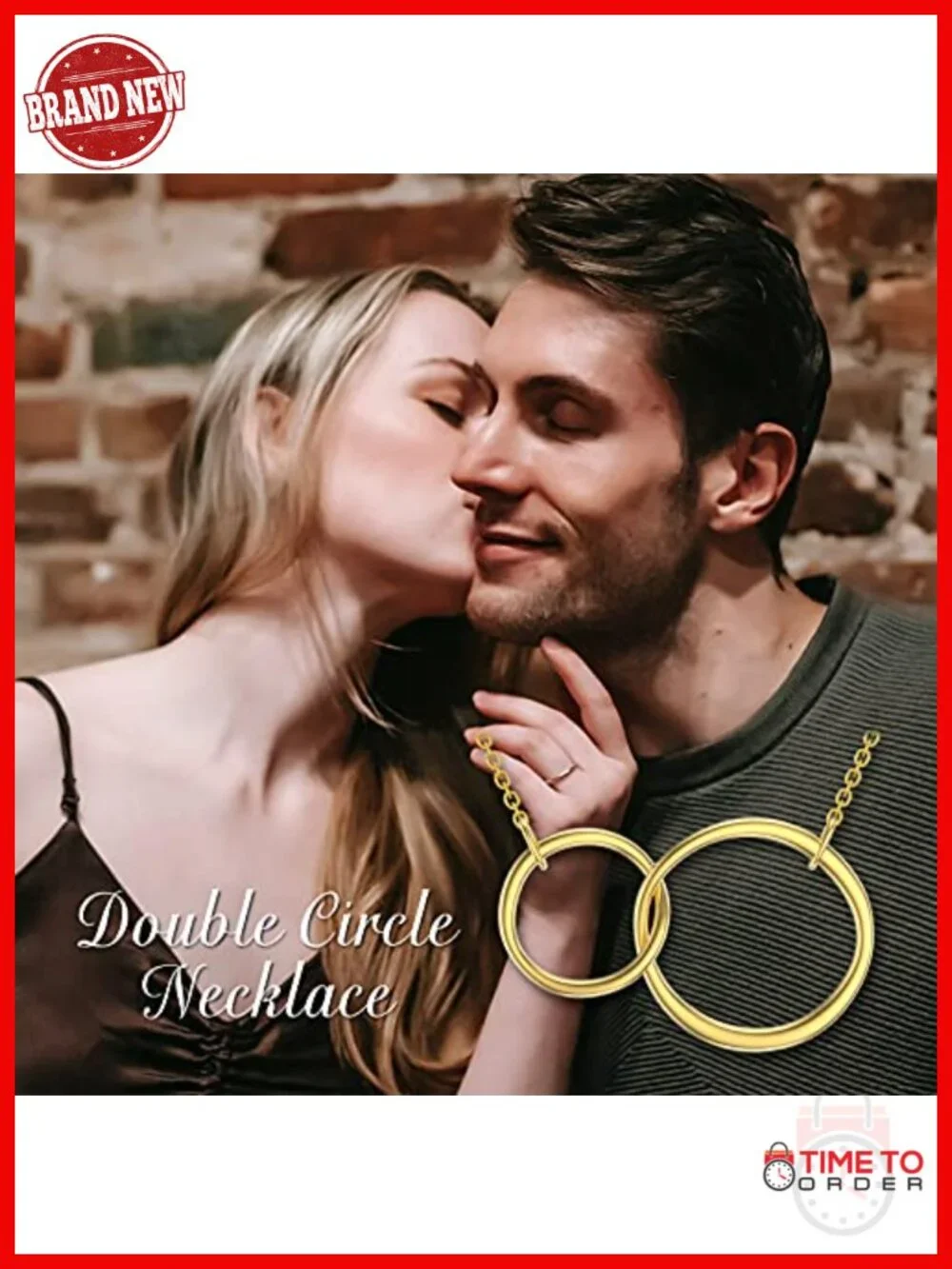 14K Real Gold Interlocking Circle Pendant Necklace Mother Daughter Double